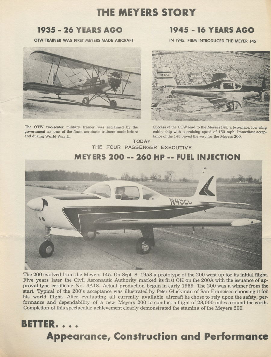 Meyers Aircraft Company - Old Meyers Aircraft Brochure